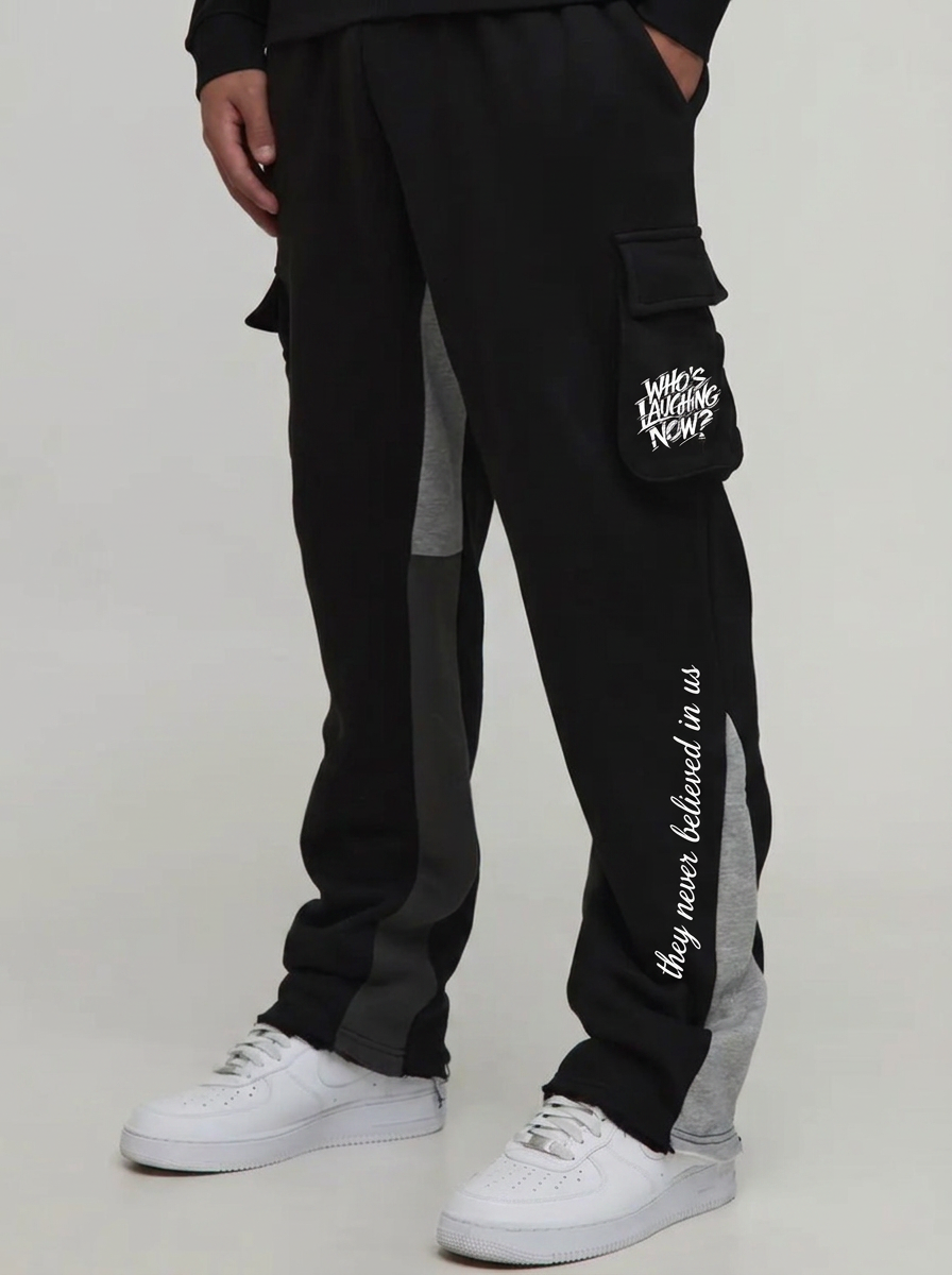 Who's Laughing Now? Cargo Sweatpants — Black/Grey
